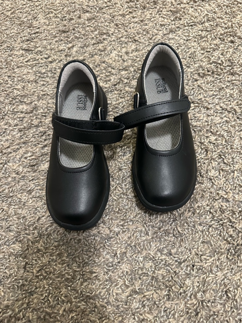 School Issue Black Girls Mary Jane Hook-and-Loop Dress Shoes